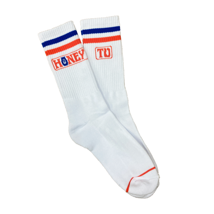 WHITE HTV LOGO SOCKS